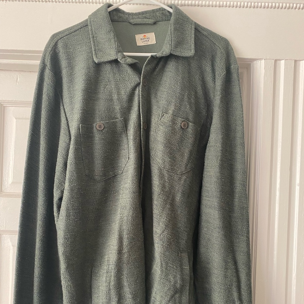Olive green marine layer unworn flannel overshirt